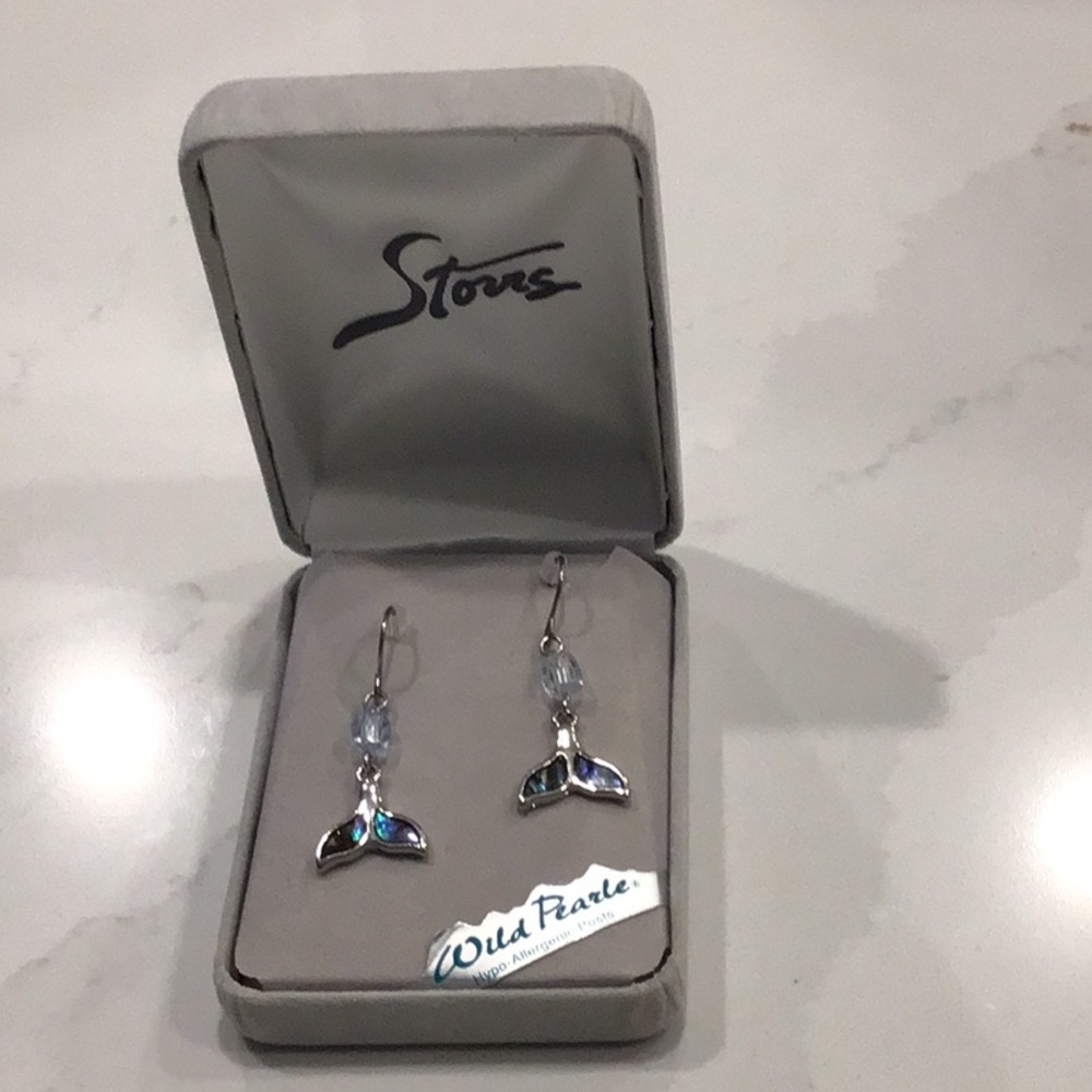 Whale Tail Silver Earrings